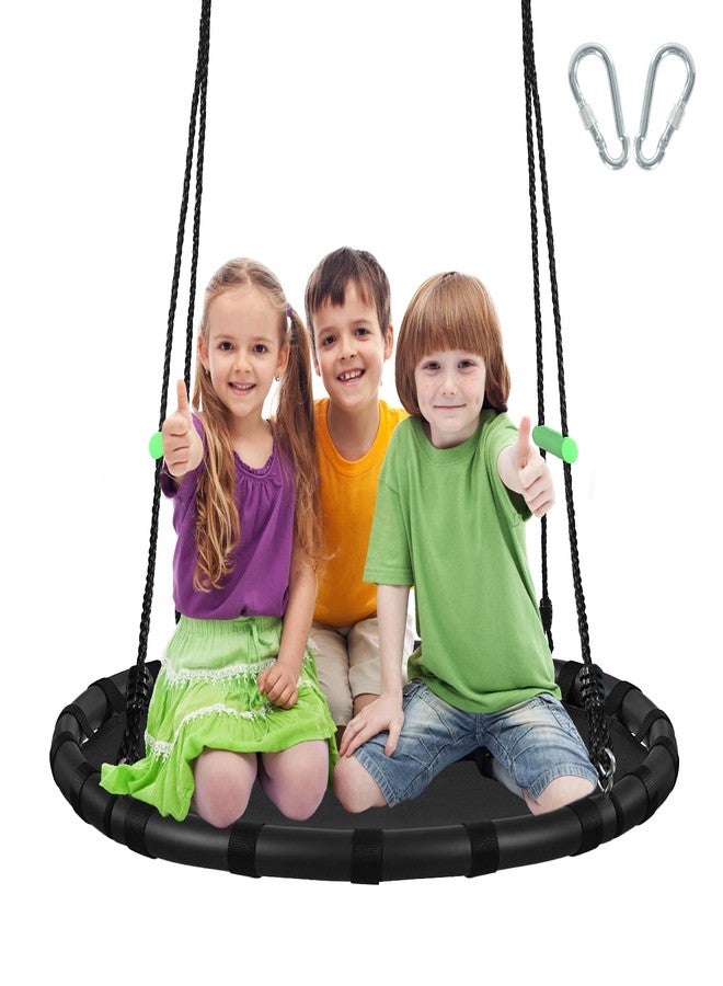 TBMLC 40 inch Diameter Saucer Swing - 1 Inch Diameter&1MM Thick Sturdy Steel Frame with Thick Foam Pipe Cover and Durable PP Mat - Perfect for Outdoor Fun and Relaxation (40 inch Diameter, Black) - Image 1